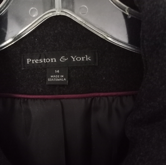 NWOT Pea Coat Style W/Flare Preston and York 100% Wool Coat - Picture 2 of 10
